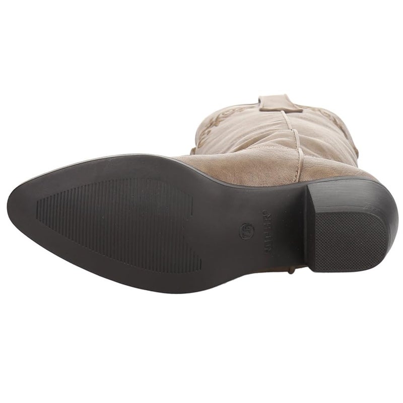 ROPER Womens Brooklyn Round Toe Casual Boots Mid Calf Low Heel 1-2" - Beige - Size 10 B - Image 5